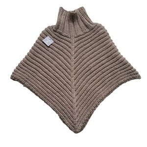 GELSO BIANCO Italy Wool Alpaca Poncho Sweater Taupe One Size